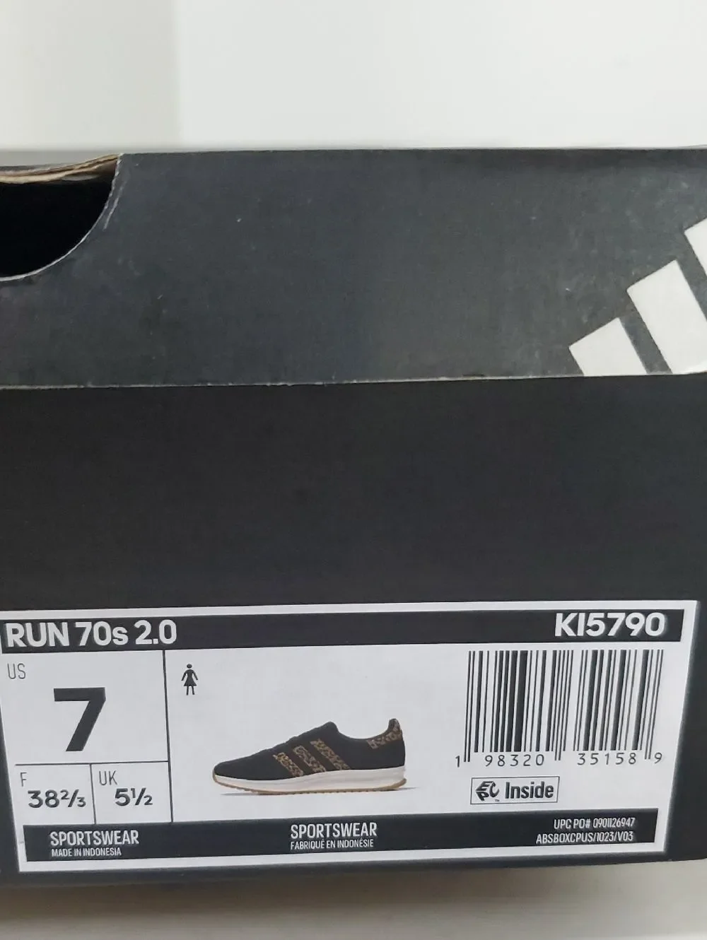 adidas RUN 70s 2.0 Black Leopard Print Accents Women's Size 7 NIB